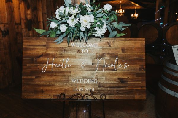 Wooden Board with Personalised Signage Photo