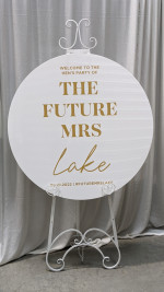 Acrylic 90cm Disc Welcome Sign - Personalised Signage & Easel Photo - 2
