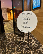 Acrylic 90cm Disc Welcome Sign - Personalised Signage & Easel Photo - 3