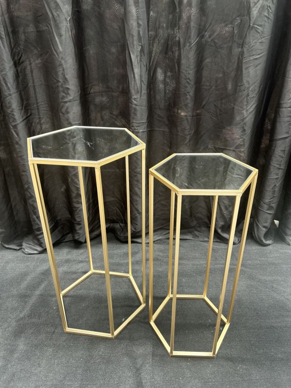 Gold Mirror Hexagon Plinths Photo