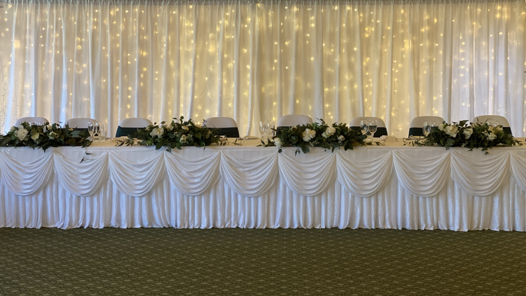 Fairy Light Backdrop, Silk Floral Centrepiece