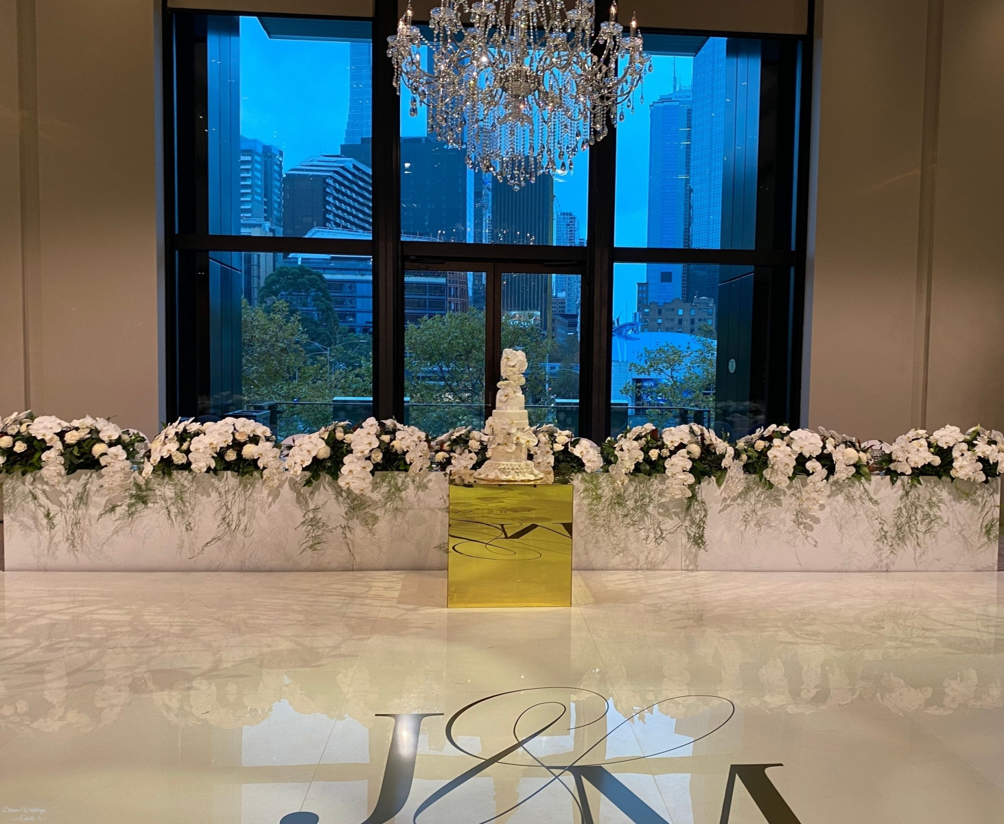 Bridal Table Orchids and Wedding Cake