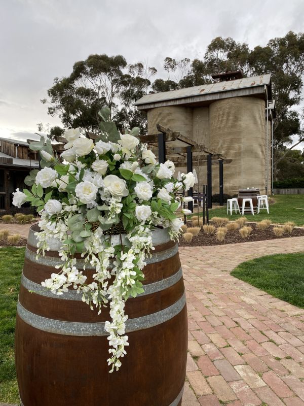Large Silk White Floral & Foliage Arrangement Photo