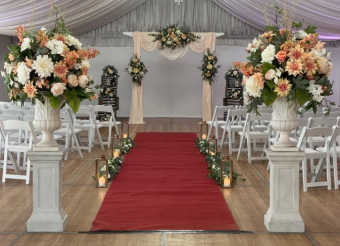 Large Silk Floral Urn and Plinth Photo - 3