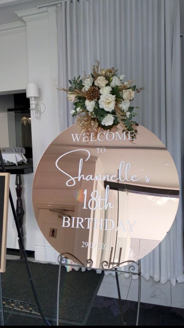 Acrylic 90cm Disc Welcome Sign - Personalised Signage & Easel Photo