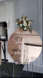Acrylic 90cm Disc Welcome Sign - Personalised Signage & Easel Photo - 1