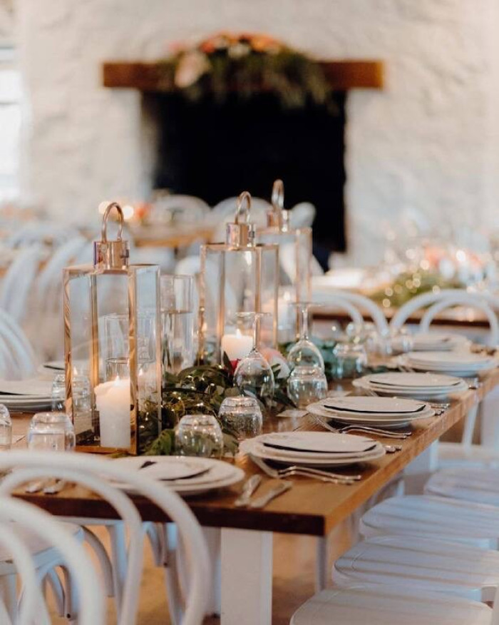 Rose Gold Lantern Centrepiece with LED light or Candle Photo - 2