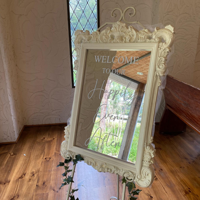 Vintage White Mirror with Personalised Signage Photo - 2