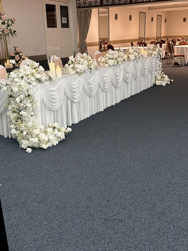 White Gypsophila and Rose Bridal Table Centrepiece Set Photo