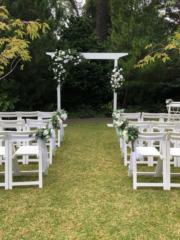 Ceremonial White Wooden Arbour Photo