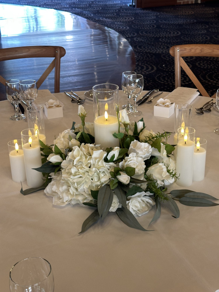 Silk Floral Wreath Centrepiece with LED Candle Insert Photo - 2