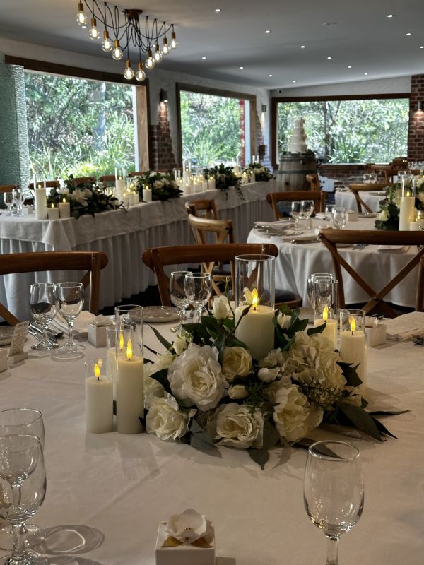 Silk Floral Wreath Centrepiece with LED Candle Insert Photo